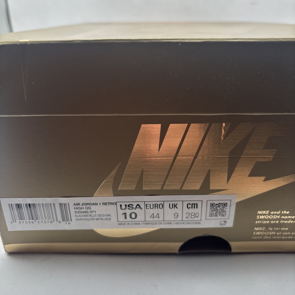 Nike Air Jordan 1 Retro OG High Black Gold US 10 EXCELLENT! crease protector - Picture 8 of 8